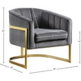 thumbnail image 3 of Meridian Furniture Carter 18.5"H Velvet Accent Chair in Gray and Gold, 3 of 6