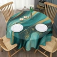 thumbnail image 3 of Teal and Gold Marble Golden Splashes Pattern Round Tablecloth 60"x60",Wrinkle Wipeable Table Cloth for Kitchen Dining Room Picnic Patio Party, 3 of 6