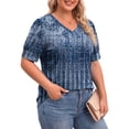 thumbnail image 2 of WellSize Plus Size Women Blouses Casual Button V Neck tunic tops Summer Short Sleeve Shirts, 2 of 7