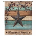 thumbnail image 2 of Texas Star Vintage Sheer Curtains 96 Inches Long, Berry Turquoise Green Brown Wooden Light Filering Curtains, Privacy Drapes Simi Floor to Veiling Curtain for Living Room Bedroom Window Treatment, 2 of 9