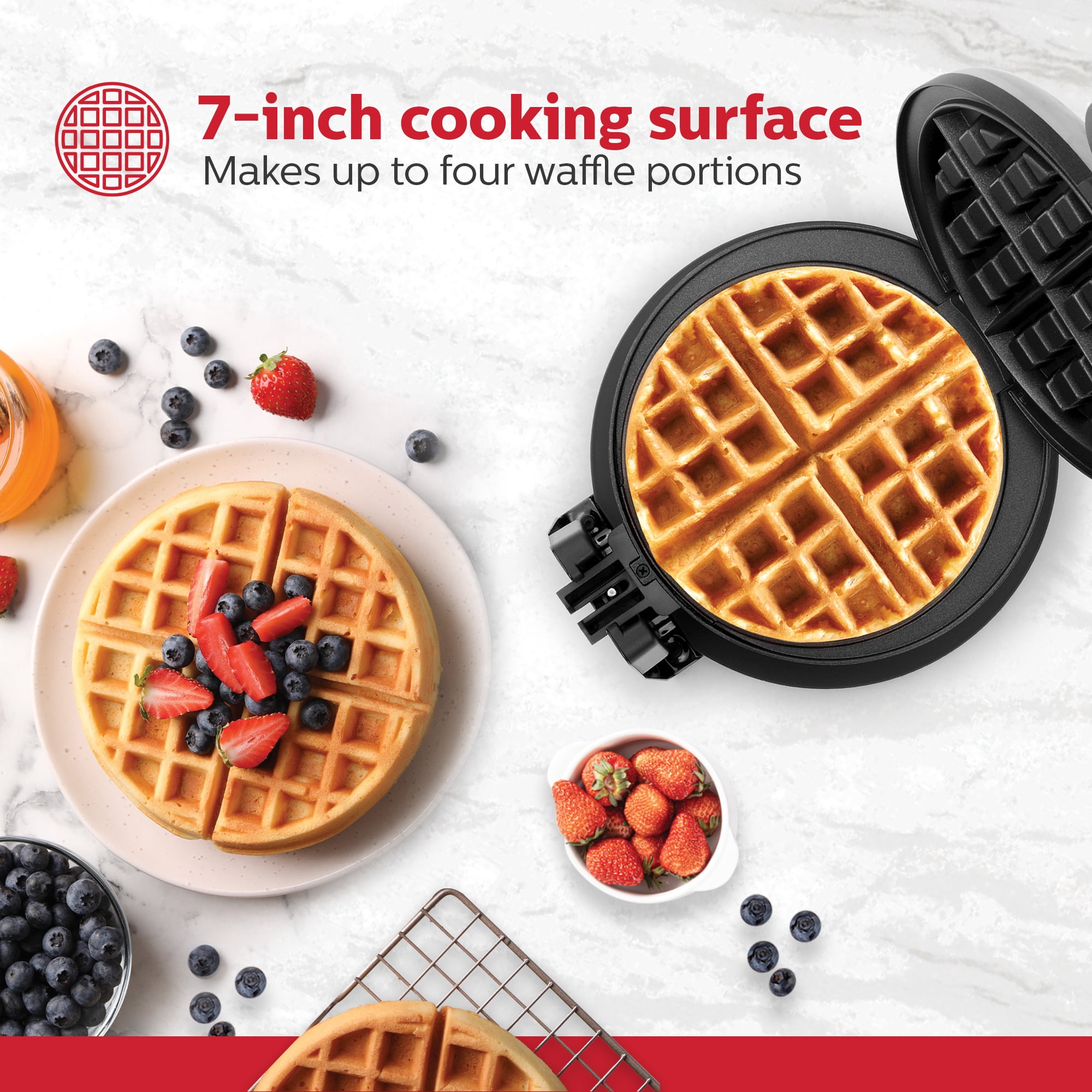 Holstein Housewares Rotary Belgian Waffle Maker, Stainless Steel Electric Belgian Waffle Makers