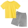 thumbnail image 4 of Conjunto de camiseta de algodón para niños, ropa informal de manga corta para niños y niñas de 2 a 12 años, conjunto de verano de color sólido para bebés, 4 of 5