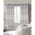 thumbnail image 3 of Gray Beige Stripe Blackout Curtains 63 Inches Long for Bedroom, Modern Art Horizontal Striped Thermal Insulated Room Darkening Black Out Window Curtain Panels Grommet Drapes for Living Room, 3 of 8