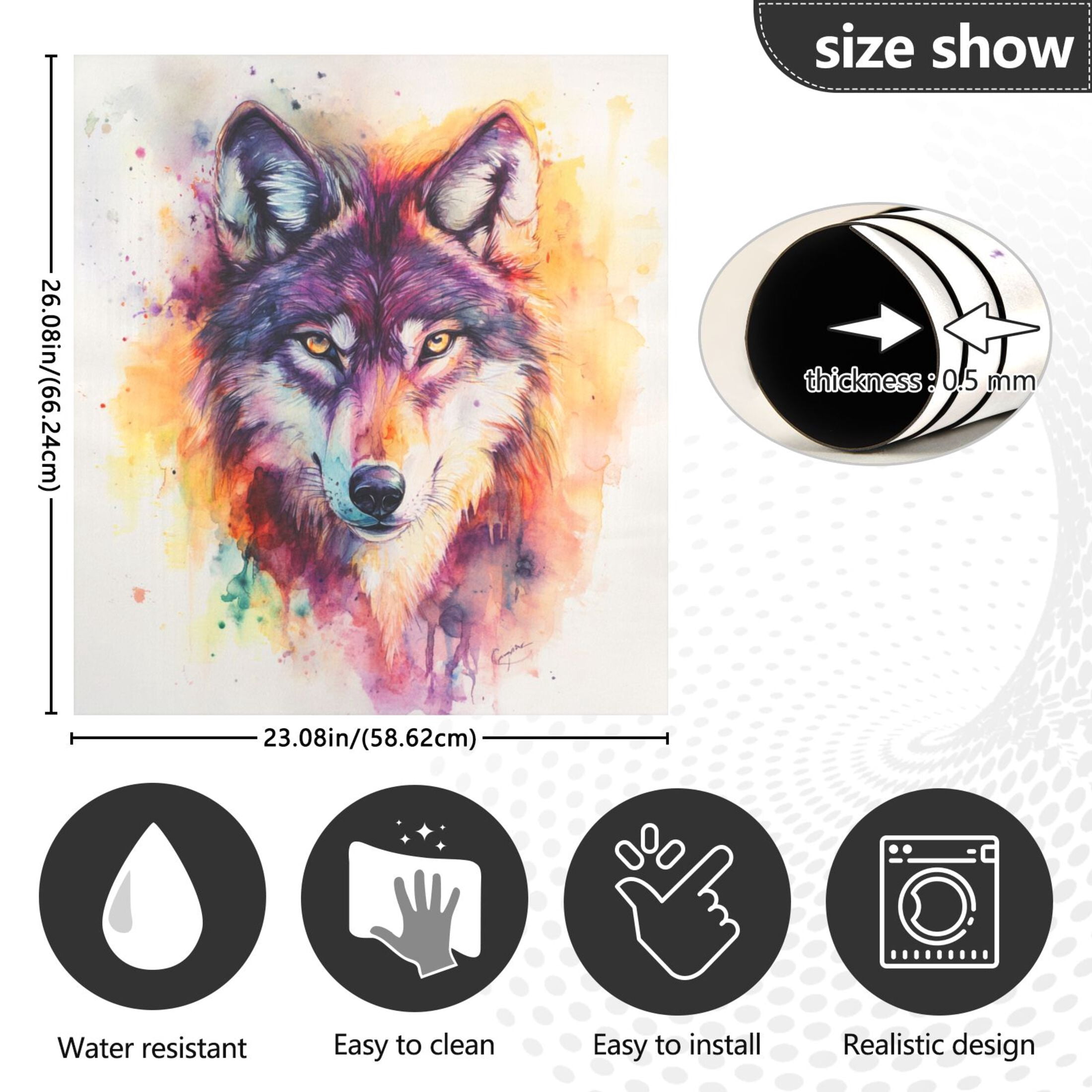 Dishwasher Magnetic Sticker 23x26 Inch Refrigerator Magnetic Sticker Washing Machine Magnetic Sticker Kitchen Panel Magnetic Sticker Home Decor Color Watercolor Wolf
