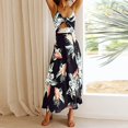 thumbnail image 2 of Vestido sin espalda con tirantes finos y estampado floral para mujer, vestido largo ajustado con tirantes divididos, vestido largo sin mangas con agujeros para verano, XL, 2 of 5