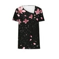 thumbnail image 5 of Womens Summer Tops Short Sleeved Dressy T-Shirts Button Decoration V Neck Shirts Fashion Floral Printing Blouses Casual Loose Pullover Tops, 5 of 5