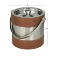 thumbnail image 3 of DecMode Round Leather Handmade Brown Ice Bucket with Lid, 3 of 7