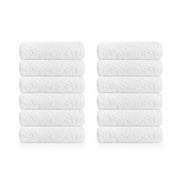 Raymond Clarke 12 Washcloths White face Cloth Pack White Twelve Pack, 12x12 inch, Ultra Soft Salon Towels, Spa Towels, fingertip Towels, Nail Towels (White, 12)