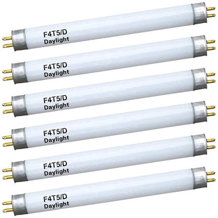 Ohlectric F4T5/D Fluorescent Tube Light, 4W, 6500K Daylight White, 6-inch Under Cabinet Replacement Bulb, Non-Dimmable, 6-Pack