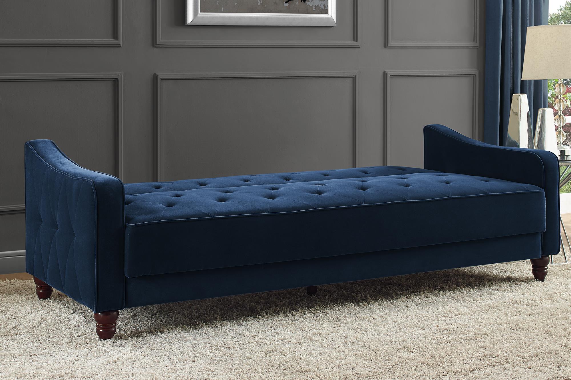 NOVOGRATZ Vintage Tufted Sofa Sleeper II, Blue Velvet - image 3 of 15