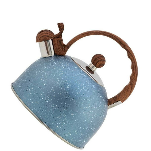 Bearachild Hervidor de té, olla de agua, aparato de cocina, utensilios de cocina, recipiente para hervir, silbido automático, suministros para Barra de herramientas azul