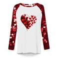 thumbnail image 4 of Penkiiy Women's Long Sleeve Fashion Tops Cute Round Neck Trendy Blouse Valentine's Day 2025 Plus Size Love Heart Printed Tee 3XL Red, 4 of 5