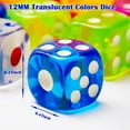 thumbnail image 2 of 100-Piece Acrylic Dice Set - 12mm, 6-Sided, Translucent Colors, Velvet Pouch, 10 Colors for Board Games & Classroom Math, 2 of 7