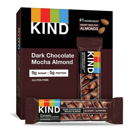 KIND Bars, Dark Chocolate Mocha Almond, Gluten Free, Low Sugar, 1.4oz, 12 (Best Low Sugar Energy Bars)