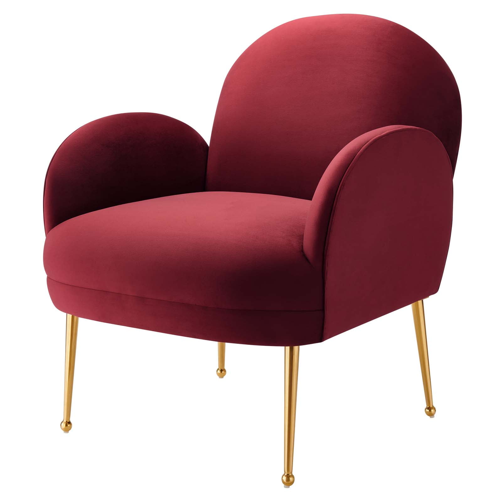 Armchair Accent Chair, Red, Velvet, Modern Contemporary, Mid Century
