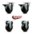 thumbnail image 2 of 3.5 Inch Hard Rubber Wheel Swivel Top Plate Caster Set 2 Posi Brakes 2 Rigid, 2 of 2