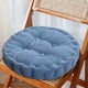 thumbnail image 4 of Almohadón redondo grueso de terciopelo sólido azul, relleno de algodón de corduroy para sillas de cocina comedor patio, 4 of 8