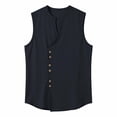 thumbnail image 2 of TaTaai Mens Linen Like Sleeveless Vest Stand Collar Button Up Retro Breathable Quick Dry for Running Cycling Hiking Outdoor Gift, 2 of 6