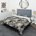 thumbnail image 3 of Designart 'Golden Foliage II' Mid-Century Modern Duvet Cover Set, 3 of 4