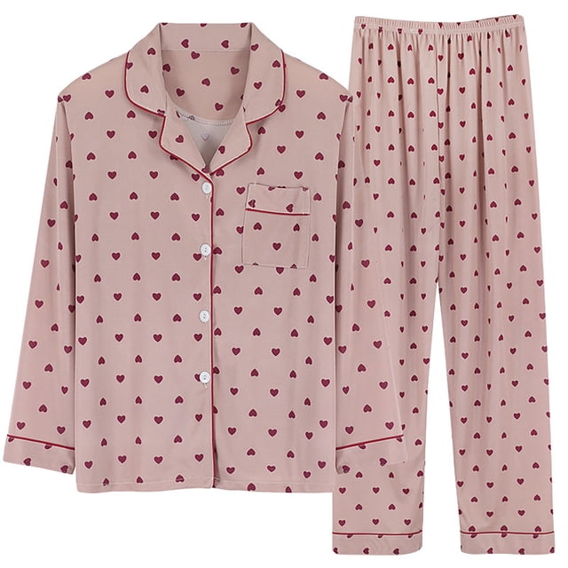 Hamky Ensembles de Pyjama pour Femmes, Ensembles de Pyjama 2 Pcs, Pyjamas Femmes Automne et Hiver Manches Longues Gilet Costume Pantalon Grande Taille Service à Domicile, Ensembles de Pyjamas, Pyjamas d'Automne Marron G