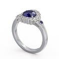 thumbnail image 2 of 1.69 Ct Floral Halo Round Cut Stunning Real Blue Sapphire Diamond Ring for Wedding 14K White Gold Size 9.5, 2 of 7