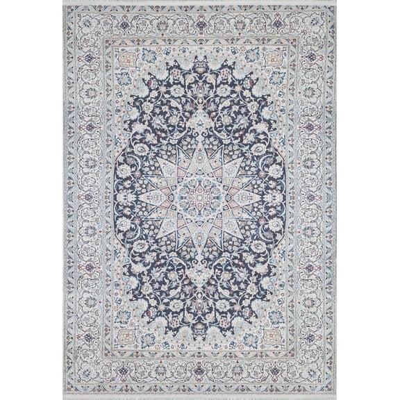 Madurai Navy Medallion Polyester Area Rugs for Living Room Washable Rugs Boho Moroccan Area Rug Soft Geometric Bohemian Carpet Distressed Indoor Rug for Bedroom Dining Room Office Nonslip Rug