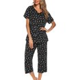 thumbnail image 1 of HAHDAXIA Womens Pajama Set Cotton Capri Pant Pyjama Short Sleeve Sleepwear Summer Pjs, 1 of 7