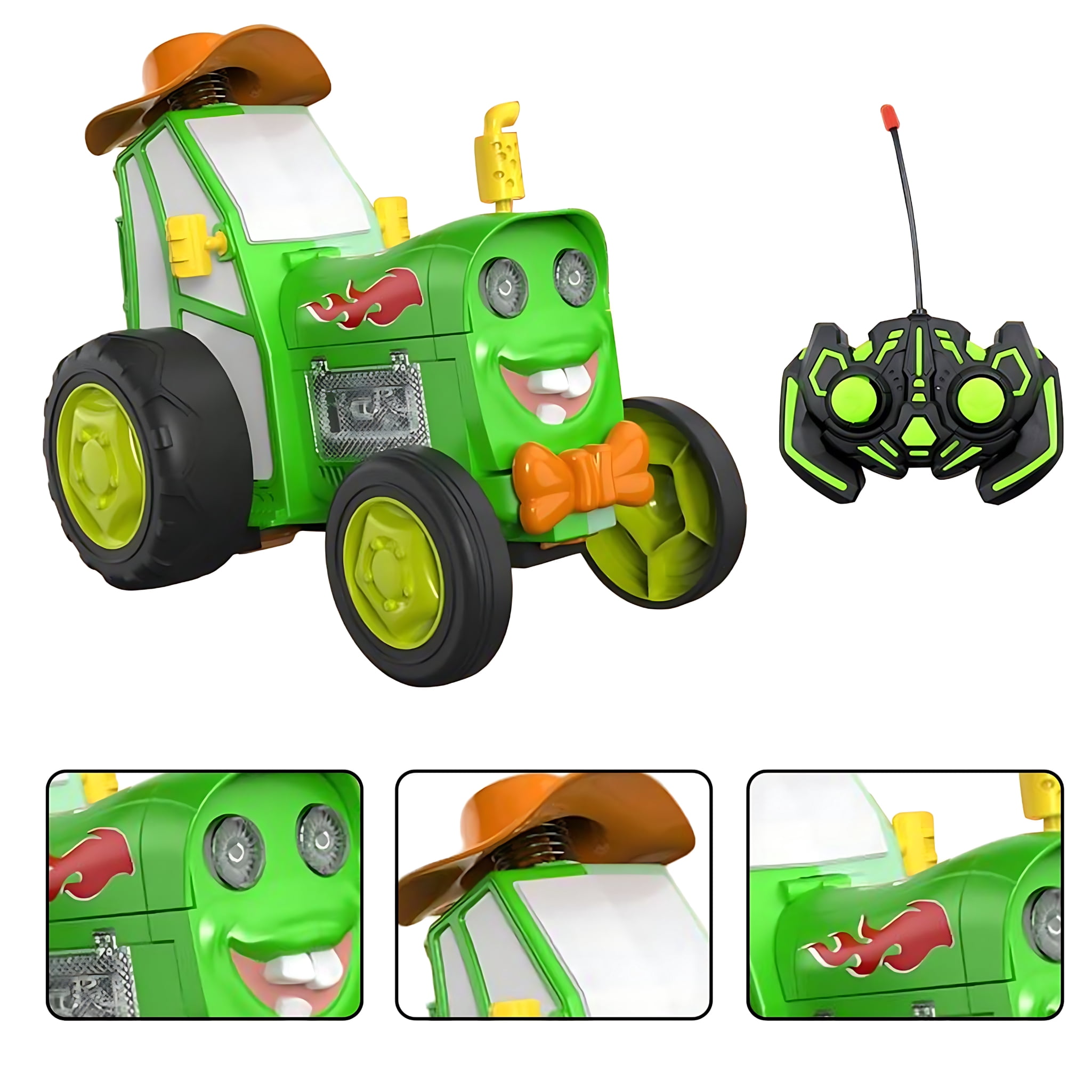 Remote Control Jumping Car, 2.4GHz RC Stunt Tractor Toy with Music and LED Lights, Rechargeable Dancing Car Gift for Kids Boys Girls, Ages 3