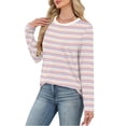 thumbnail image 4 of Women's Striped Long Sleeve Shirts 2026 Spring Fall Tops Fashion Color Block Top Clothing Loose Crewneck Tee Blouses, 4 of 6