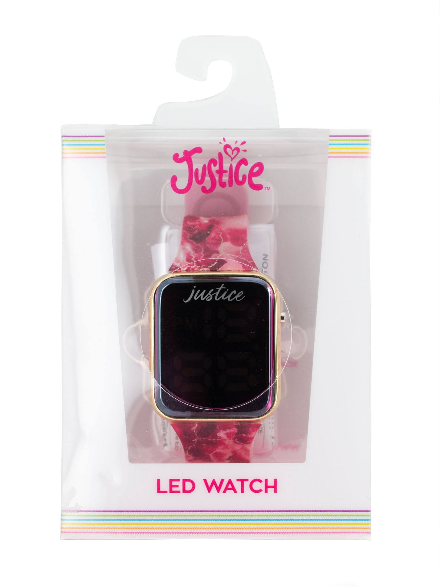 Justice Unisex LED Watch in Burgundy Marble- JSE4267WM