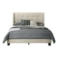 thumbnail image 3 of Home Design Evelyn King Upholstered Panel Bed Frame with Button Tufting and Wingback Design, Beige, Easy Assembly, 3 of 5