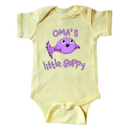 

Inktastic Oma s Little Guppy- cute purple fish Gift Baby Boy or Baby Girl Bodysuit
