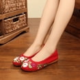 thumbnail image 5 of Zapatos de tela bordada para mujer, mocasines planos informales de tela de algodón, novedad de 2023, 5 of 5