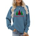 thumbnail image 1 of Camisas de Navidad para mujer, cuello redondo, patrón de árbol, fibra de poliéster suave, camiseta de manga larga para mujer, para fiesta, oficina, 1 of 5