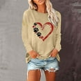 thumbnail image 2 of Trendy Sweatshirts Womens Long Sleeve Crew Neck Dog Paws Love Heart Print Pullover Tee Shirt Fall Winter Tops (M, Khaki), 2 of 4