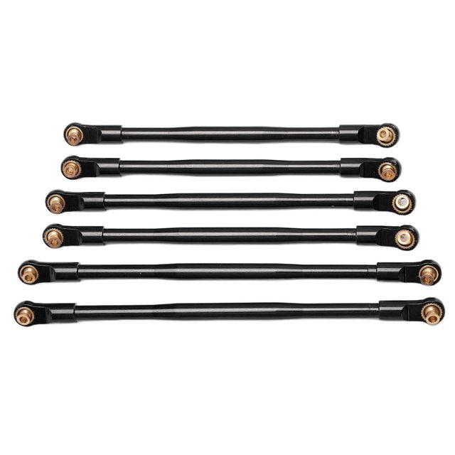 6 piezas RC coche varilla de tracción de metal resistente al desgaste varilla de suspensión de metal enlace para Axial RBX10 1/10 RC Crawler negro