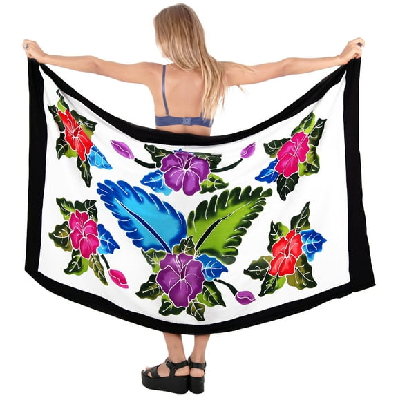 HAPPY BAY Women's Beachwear Summer Beach Wrap Bikini Wraps Sarong Swimwear Swim Cover up Skirt Bathing suit Swimsuit Pareo Coverups for Women One Size Ebony, Floral
