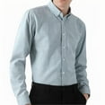 thumbnail image 1 of Blusa y camisa de manga larga con cuello vuelto para hombre, color liso, bolsillos con rayas, solapa con botones, blusa de poliéster para hombre, 1 of 2