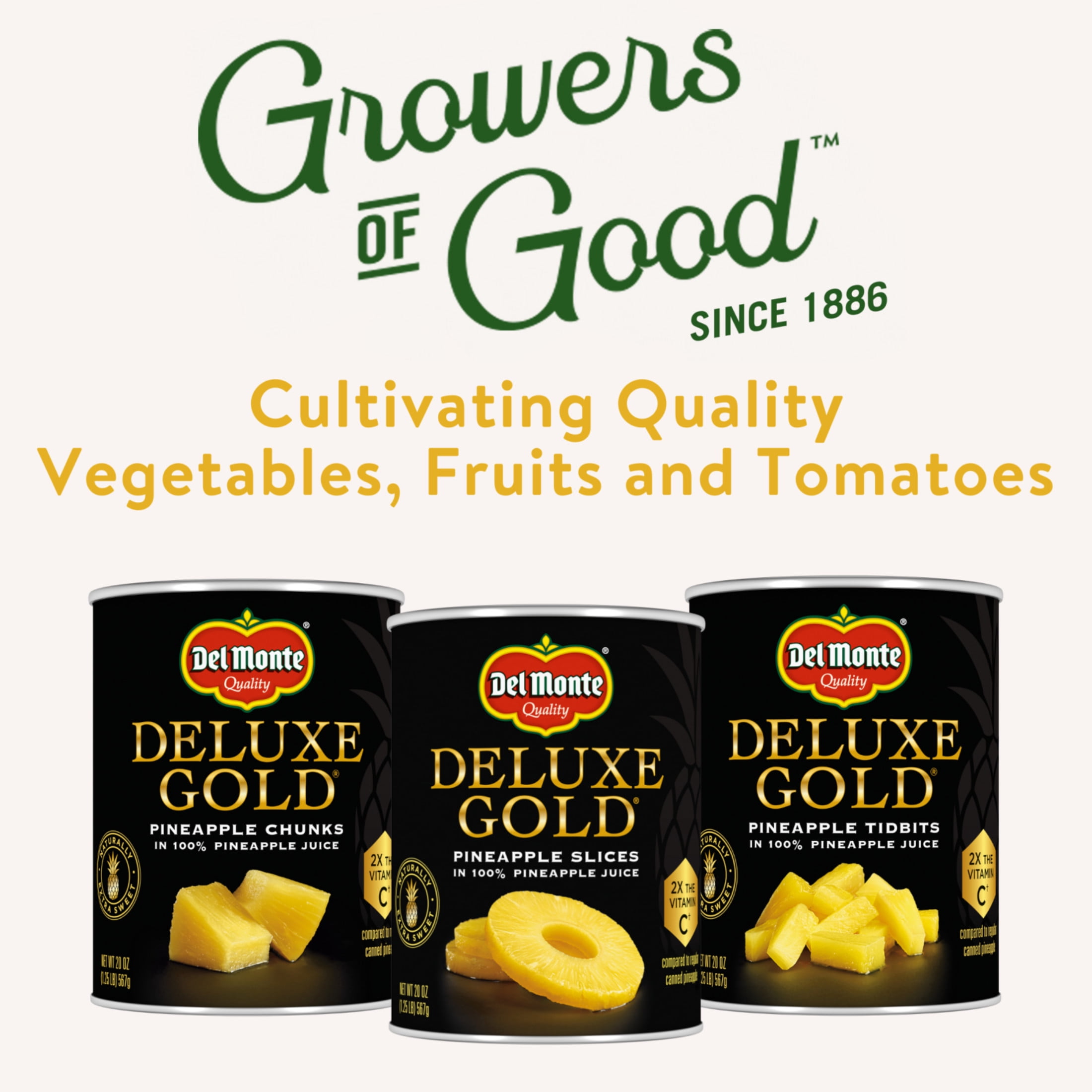 Deluxe Gold Del Monte Pineapple Slices in 100% Juice, Large