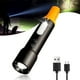 thumbnail image 1 of Linterna LED con zoom y luz lateral COB con gancho recargable, resistente al agua, portátil, de mano, para camping, emergencias, uso doméstico, 9 modos de iluminación., 1 of 6