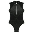 thumbnail image 5 of YONGHS Women's Rhinestones Figure Skating Gymnastic Ballet Dance Leotard Tops Dancewear Black L, 5 of 7