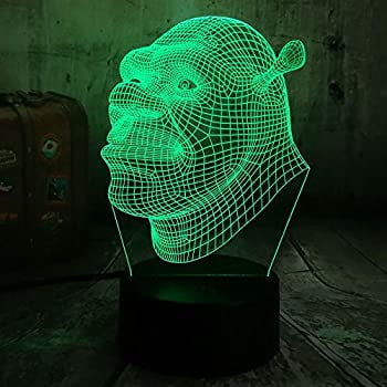 Cartoon 3D Effect Shrek Forever After Lamp 3D Optical Illusion Night Light Best Gift for Kids Remote Control USB Baby Sleep Art Table Lamp Christmas Birthday Present Home (The Best Optical Illusion Ever)