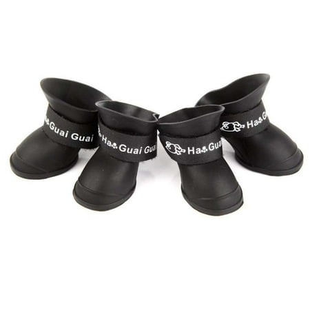 TureClos 4PCS/Set Dog Puppy Shoes PU Waterproof Pet Rain Boots Anti-Slip Skidproof Elastic Protective Pet Shoes