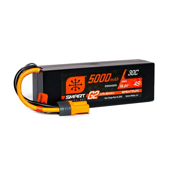 Spektrum Accessories 5000mAh 4S 14.8V Smart G2 LiPo 30C Hard Case IC5 SPMX54S30H5 Car Batteries & Accessories