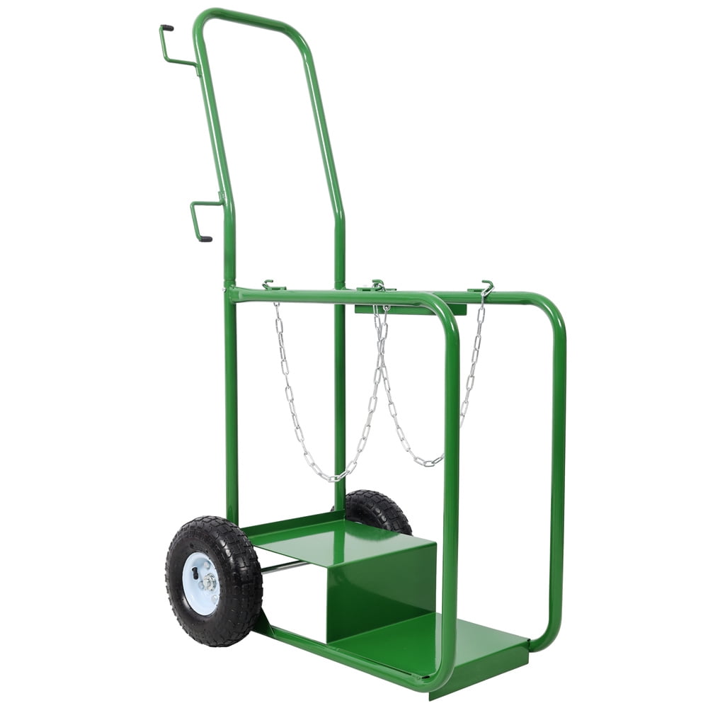 440lbs capacity Cylinder Cart, Welding Cylinder Hand Truck, Large Dual Oxygen Tank 9.5" Cart Dolly With 8-Inch Solid Rubber Wheels