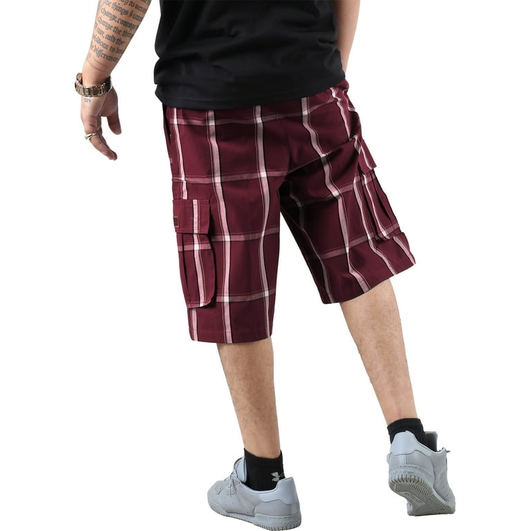 Ma Croix Men s Checkered Loose Fit Plaid Cargo Shorts Walmart