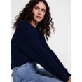 thumbnail image 4 of Scenario Women's Crewneck Cable Knit Mid-weight Sweater, Sizes XS-XXXL, 4 of 5