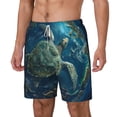 thumbnail image 2 of Uemuo Artistic Turtle Earth Pattern Mens Swim Trunks Quick Dry Board Shorts with Mesh Lining, Stretch Beach Shorts Quick Dry No-Chafing Board Shorts-Small, 2 of 9