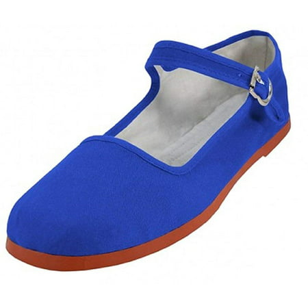 Shoes 18 Womens Cotton China Doll Mary Jane Shoes Ballerina Ballet Flats 114 Royal (Best Color Shoes For Royal Blue Dress)