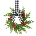 thumbnail image 3 of 2 Pack Small Christmas Wreaths, Bright Red Berries and Delicate Ribbon Bows,Indoor Decoration Suitable for Cabinets, Windows and Dining Chairs, 10.6in，Black White Buffalo Plaid Bow, 3 of 4